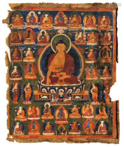 A THANGKA DEPICTING BUDDHA SHAKYAMUNI