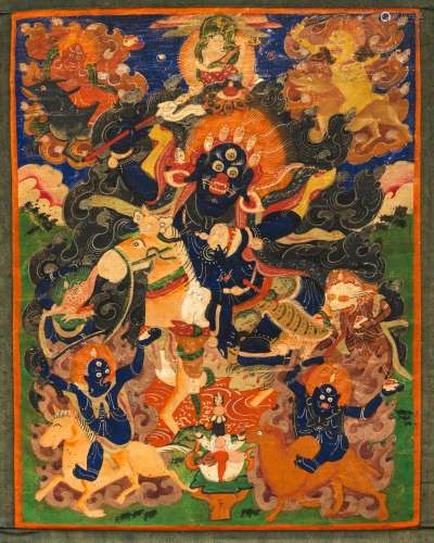 A THANGKA OF BEGTSE WITH MOUNTING