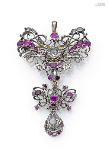 PENDANT WITH RUBIES AND DIAMONDS