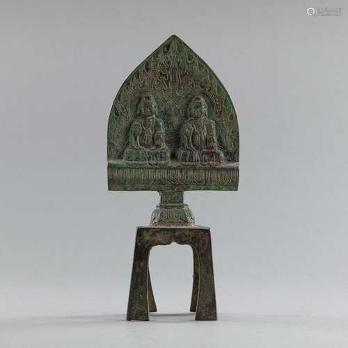 A TWIN BUDDHA BRONZE STELE