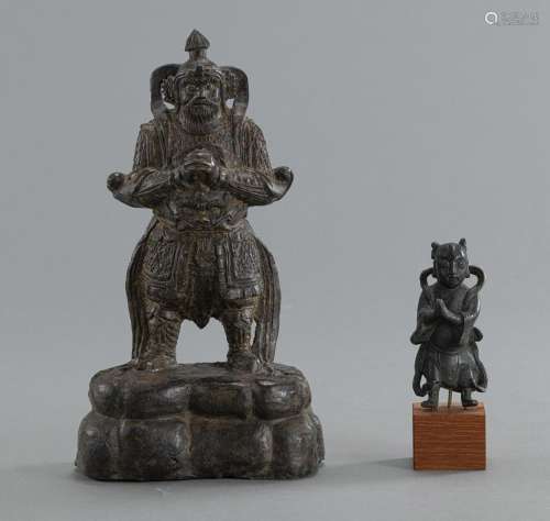 TWO BRONZE FIGURES OF 'WEITUO' AND 'SHANCAI T...