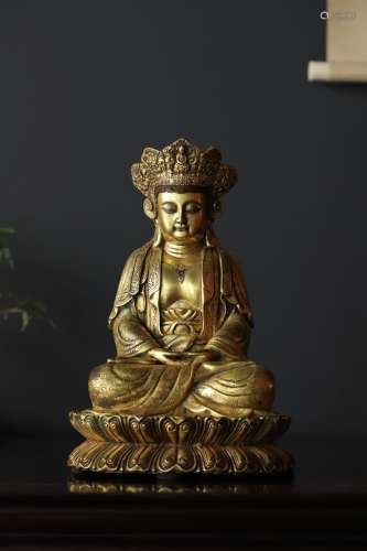 紫铜鎏金阿弥陀佛坐像