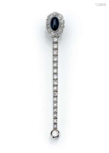 BROOCH WITH SAPPHIRE AND DIAMONDS