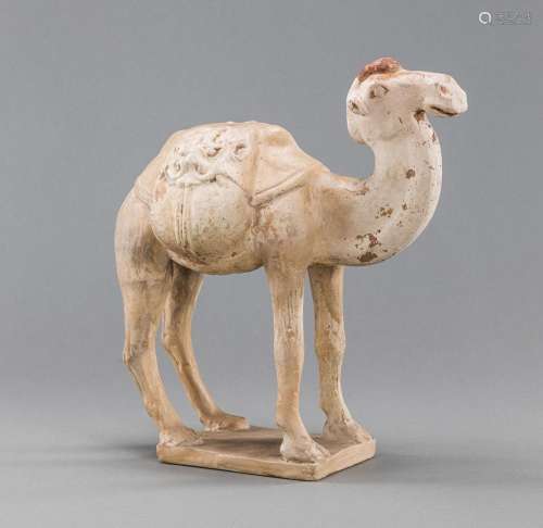 A POTTERY FIGURE OF A CAMEL