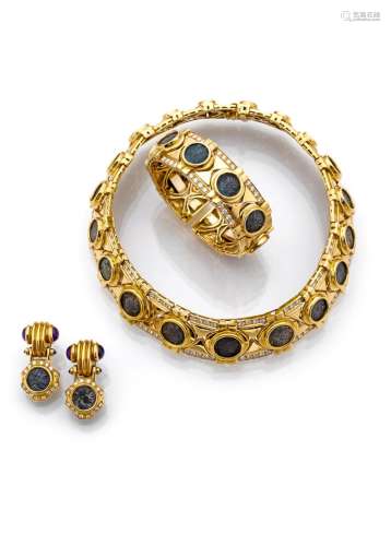 A GOLD COIN AND DIAMOND PARURE