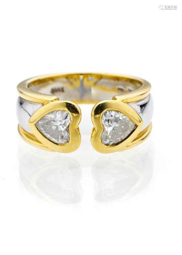 A DECORATIVE RING WITH DIAMOND HEARTS