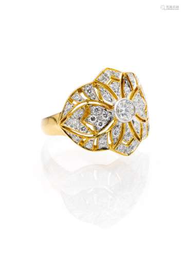 A "COCKTAIL" RING WITH DIAMONDS