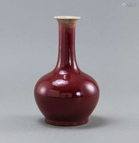 BOTTLE VASE WITH CRACKLED OX BLOOD GLAZE