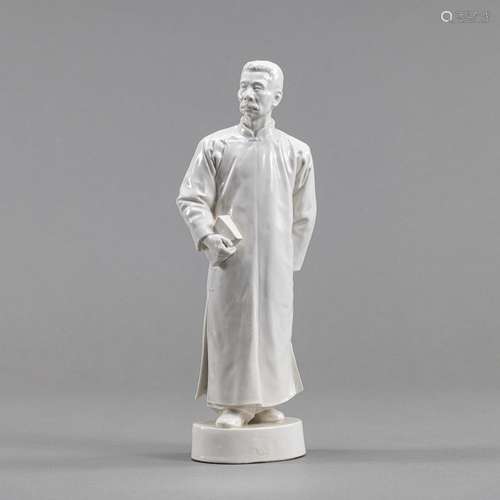 A BLANC DE CHINE FIGURE OF LU XUN