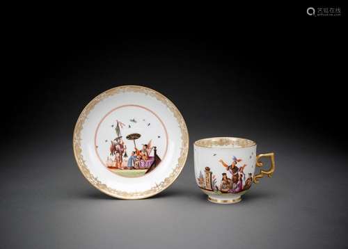 A MEISSEN COFFEE-CUP AND SAUCER