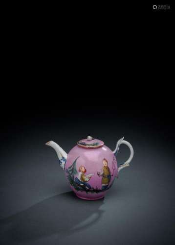 A LOOSDRECHT PURPLE-GROUND TEAPOT AND COVER