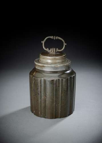 A PEWTER MOUNTED SERPENTINE SCREW BOTTLE