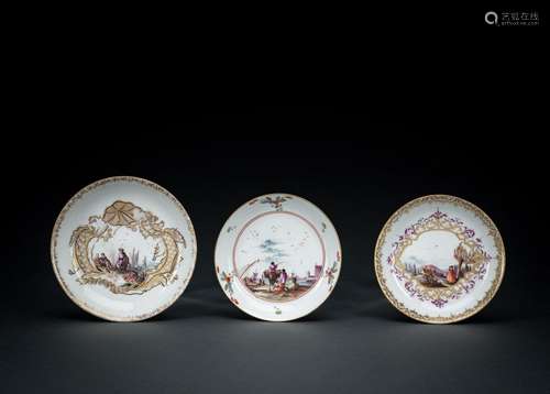 THREE MEISSEN SAUCERS