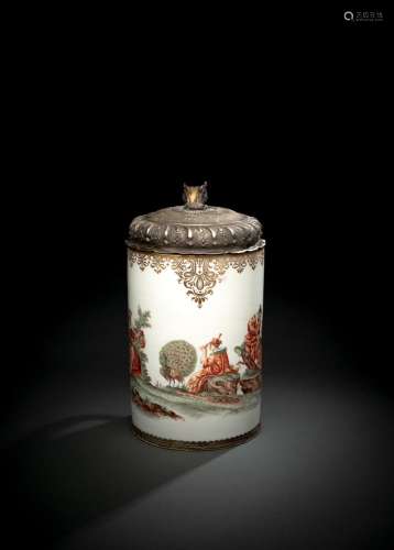 A SILVER-GILT-MOUNTED MEISSEN HAUSMALEREI LARGE TANKARD AND ...