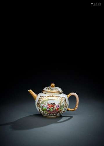 A MEISSEN HAUSMALEREI TEAPOT AND COVER