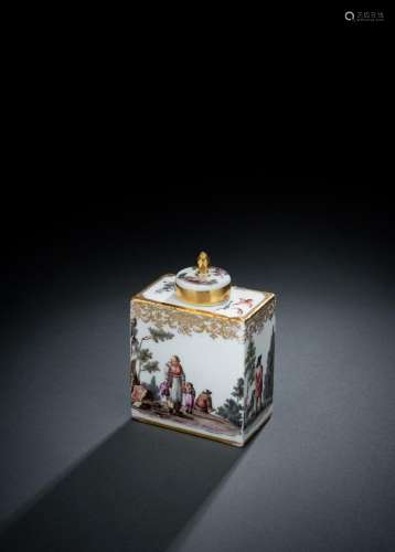 A MEISSEN RECTANGULAR TEACADDY AND COVER