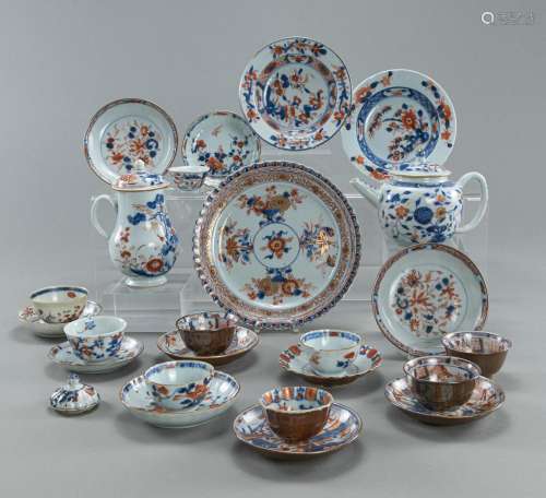 A GROUP OF 27 IMARI PORCELAIN TEAPOTS, BOWLS, AND DISHES