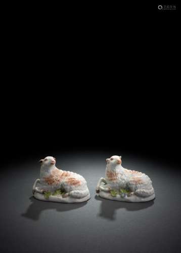 TWO MEISSEN MODELS OF RECUMBENT EWES