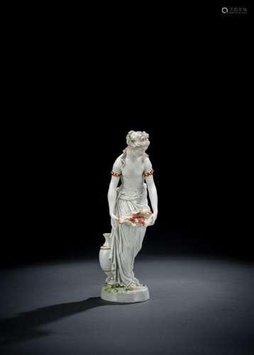 A LUDWIGSBURG FIGURE OF NAJADE WITH SHELL