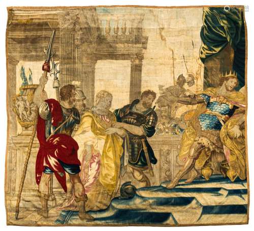 A FINE BAROQUE BRUSSELS TAPESTRY FRAGMENT