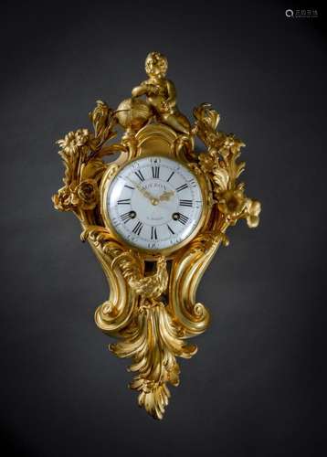 AN IMPORTANT LOUIS XV ORMOLU CARTEL CLOCK