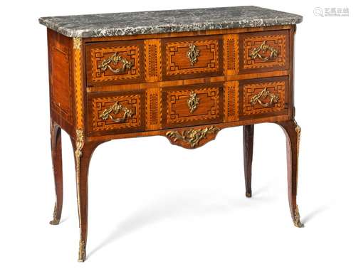 A FRENCH TRANSITIONAL STYLE ORMOLU MOUNTED KINGWOOD AMARANTH...