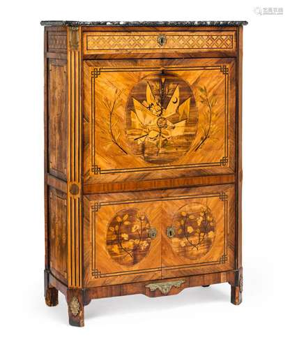 A LOUIS XVI ORMOLU-MOUNTED TULIPWOOD, SYCAMORE AND FRUITWOOD...