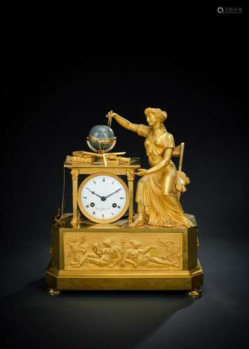 A FINE FRENCH ORMOLU PENDULE DEPICTION ASTRONOMY