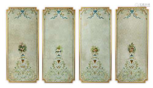 AN IMPRESSIVE SERIES OF FLORAL TOOLED LOUIS XVI PANELS