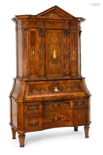 A GERMAN ORMOLU MOUNTED WALNUT, FIGURED WALNUT, FRUITWOOD AN...