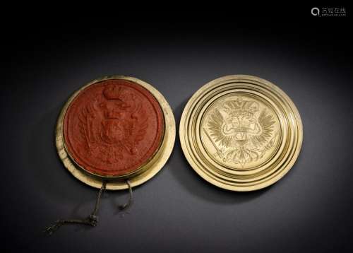 THE SEAL OF EMPEROR CHARLES VII WITH MATCHING BRASS BOX