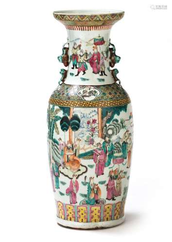 A 'FAMILLE ROSE' FIGURAL VASE