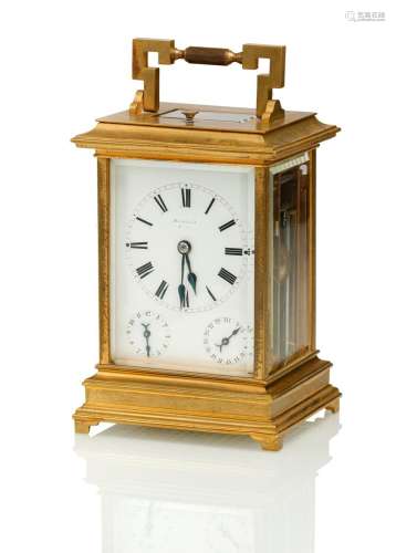 BRASS CARRIAGE CLOCK WITH ORIGINAL WOODEN CASE