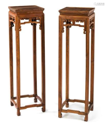 TWO HARDWOOD HIGH STANDS