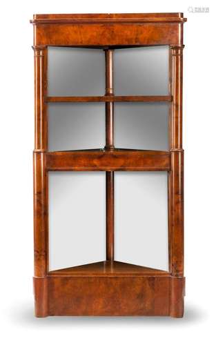 A BIEDERMEIER WALNUT CORNER ETAGERE