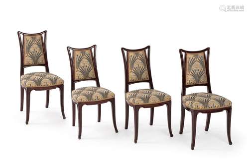 FOUR ART NOUVEAU MAHOGANY CHAIRS