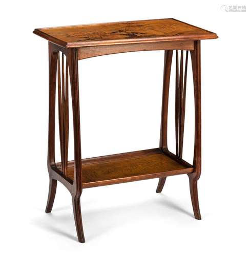 AN ART NOUVEAU MAHOGANY, KINGWOOD, ASH AND WALNUT OCCASIONAL...