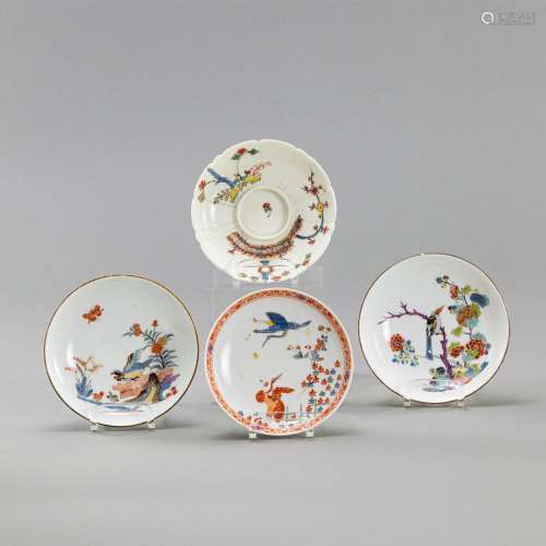 THREE MEISSEN AND A ST. CLOUD CHINOISERIE SAUCERS