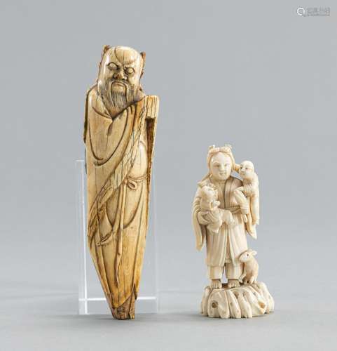 TWO CARVED IVORY FIGURES