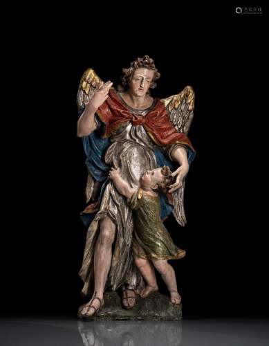 A LARGE AND IMPRESSIVE FIGURE OF ARCHANGEL RAFAEL AND THE CH...