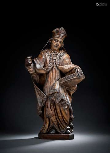 A BAROQUE FIGURE OFA HOLY BISHOP