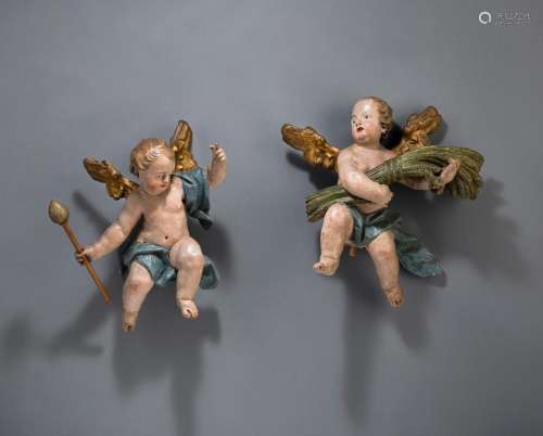 A NICE PAIR OF BAROQUE WINGED ANGELS