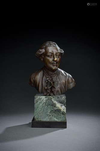 A BRONZE BUST OF A ROCOCO GENTLEMAN