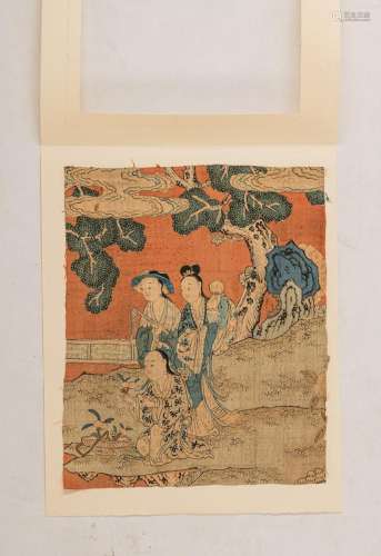 FRAGMENT OF KESI SILK WITH IMMORTALS UNDER A PINE TREE