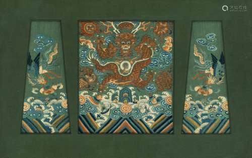 FRAGMENT(S) OF A DRAGON ROBE FROM GREEN SILK WITH FENGHUANG ...