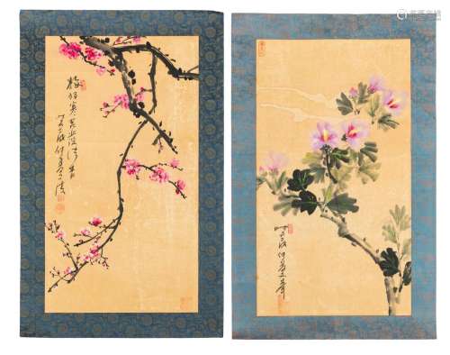 TWO PAINTINGS OF PLUM BLOSSOMS AND OTHERS