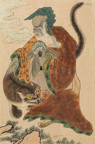 A PAIR OF ANONYMOUS PAINTINGS OF TIGER AND SHOULAO