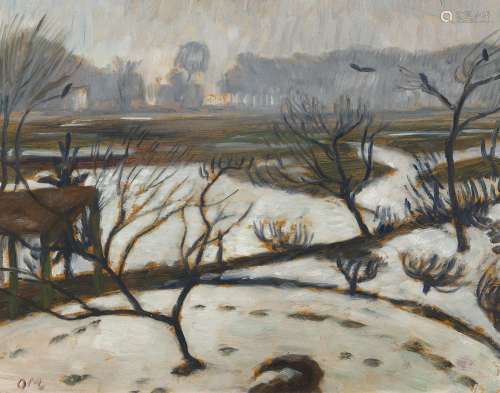 Otto Modersohn: Winterlandschaft in Worpswede Tauwetter (Bli...