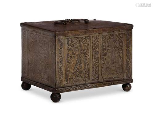 A GERMAN ETCHED STEEL CASKET, PROBABLY NUREMBERG, CIRCA 1590