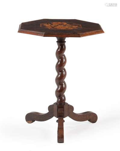 Y AN ANGLO-DUTCH ROSEWOOD, SNAKEWOOD AND MARQUETRY TRIPOD TA...